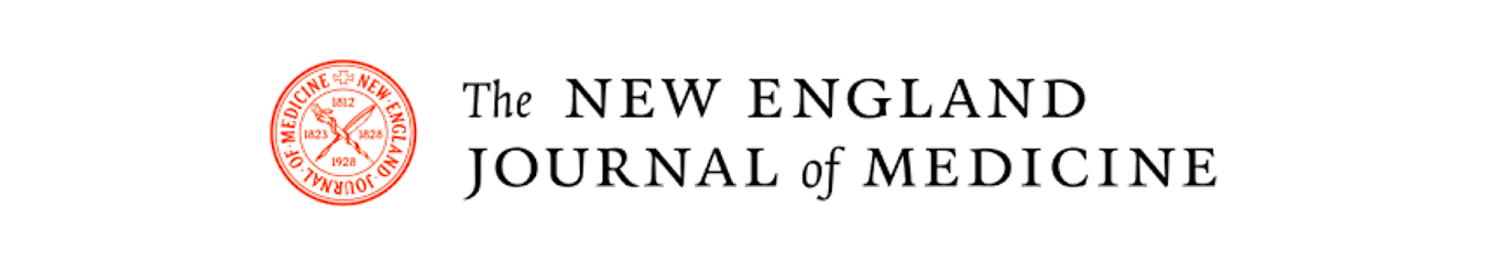 The logo of The New England Journal of Medicine, featuring a red circular emblem and the journal name in black capital letters.