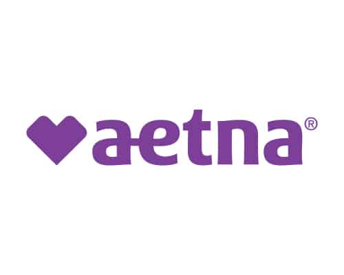 Aetna logo in purple with a heart shape to the left of the company name on a white background.